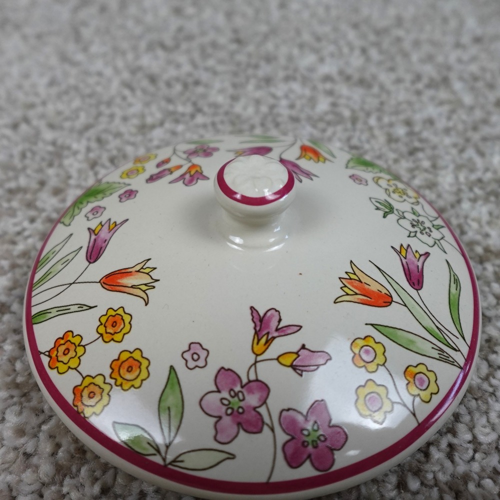 Longaberger 2011 Mother's Day Basket Pottery Lid Floral Ceramic Replacement